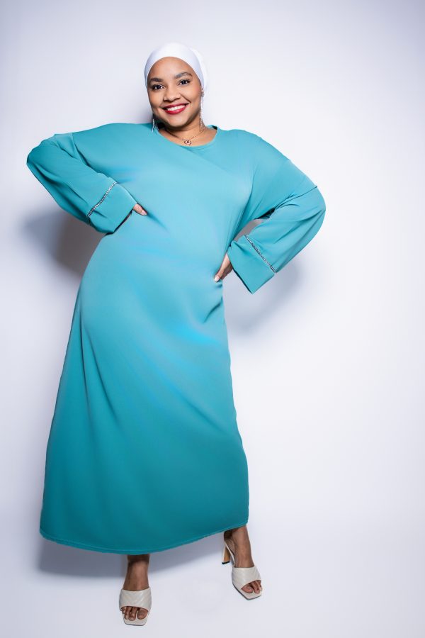 Abaya aux poignets pailletés – Image 3